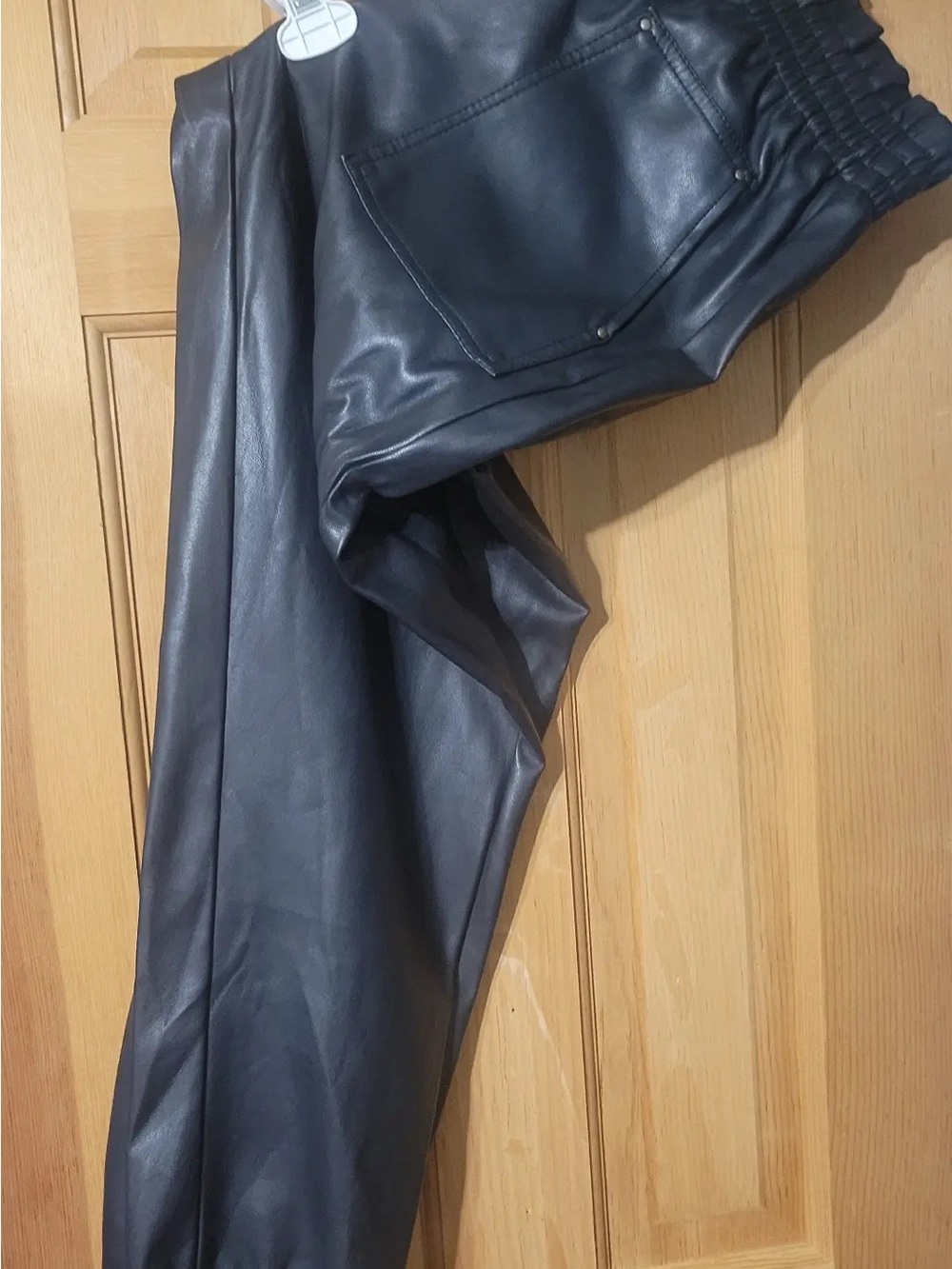 Black Faux Leather Jogger Pants